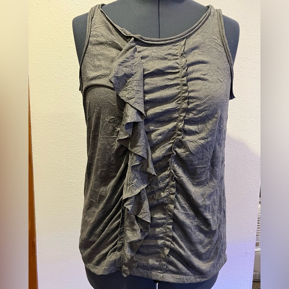 J. Crew ruffled gray tank
